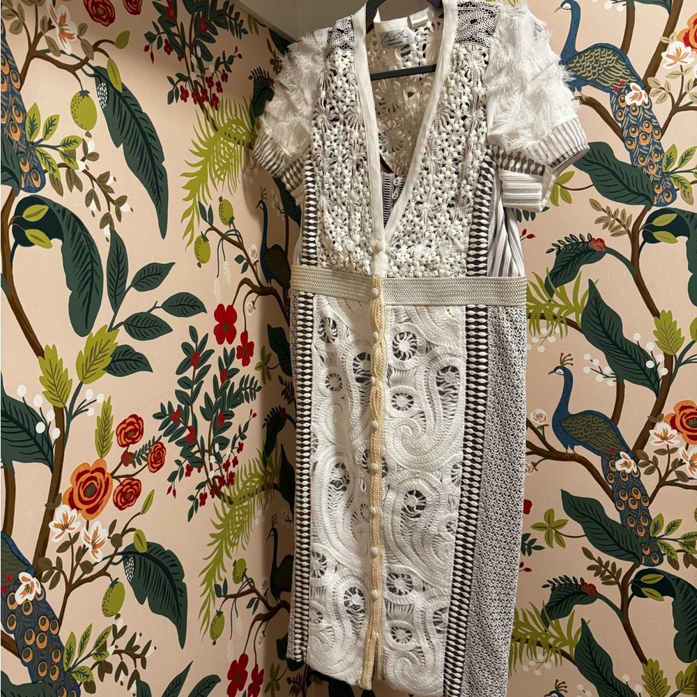 Byron Lars Beauty Mark White Lace Dress